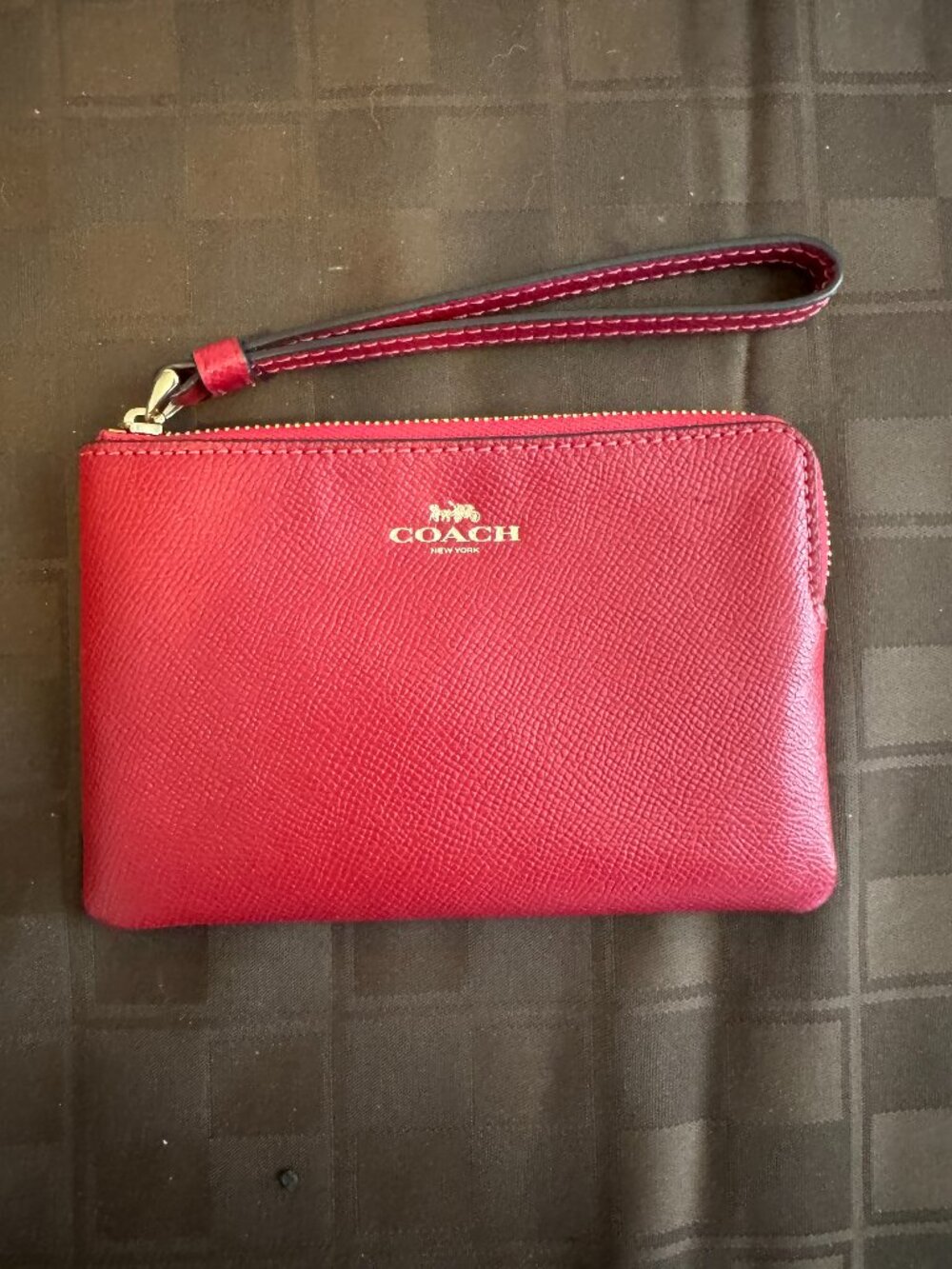 Coach red leather wristlet wallet